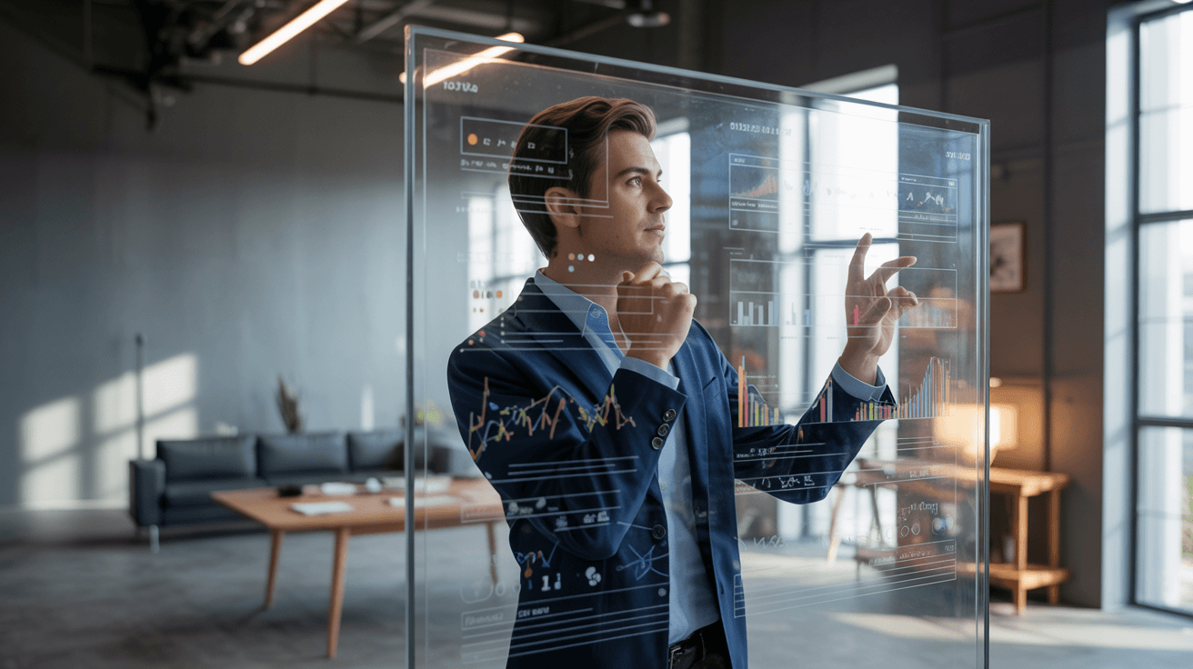 Marketero vs Mercadólogo: Diferencias y Claves para Elegir el Correcto en 2025 1 Hombre analizando datos en pantalla