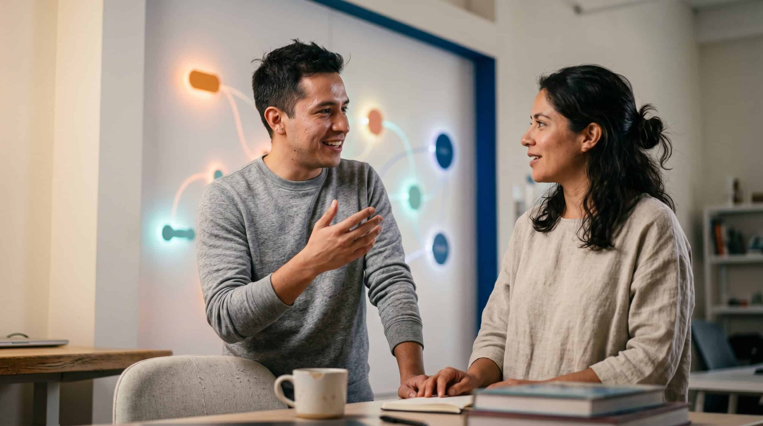 Consultoría en IA para Marketing en México: Lo que Realmente Cambia en 90 Días 2 Equipo creativo automatizando la producción de contenido y SEO con IA en el Mes 2 de la consultoría de marketing