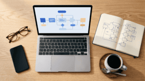 Estrategias de ChatGPT para marketing aplicadas como flujos de trabajo en un escritorio profesional
