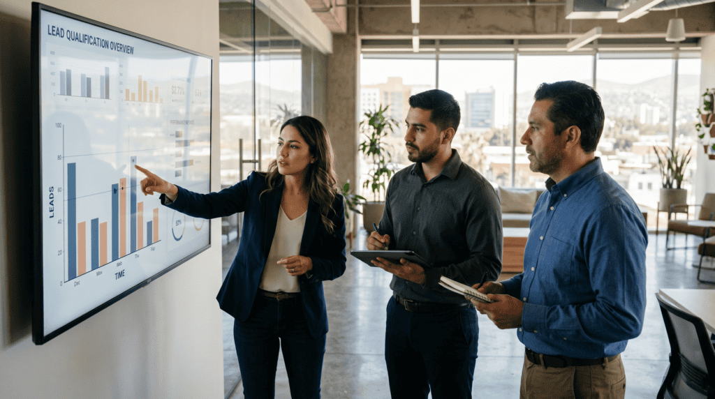 Equipo analizando un sistema para generar leads de alta calidad en una PyME B2B