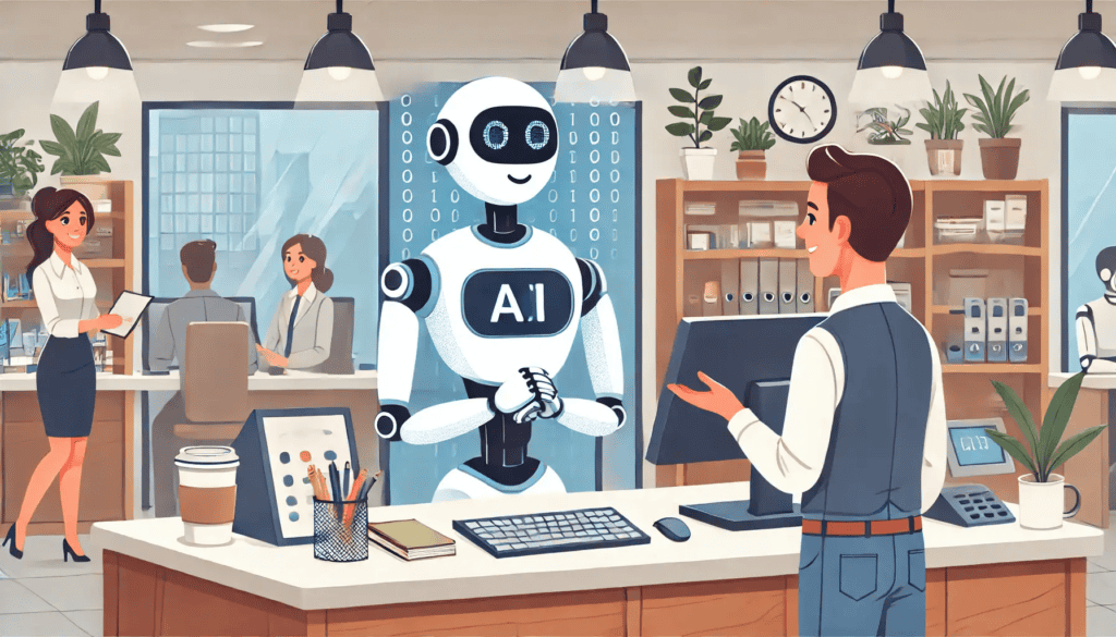 Escritorio con laptop mostrando un flujo de automatización con inteligencia artificial en una pyme