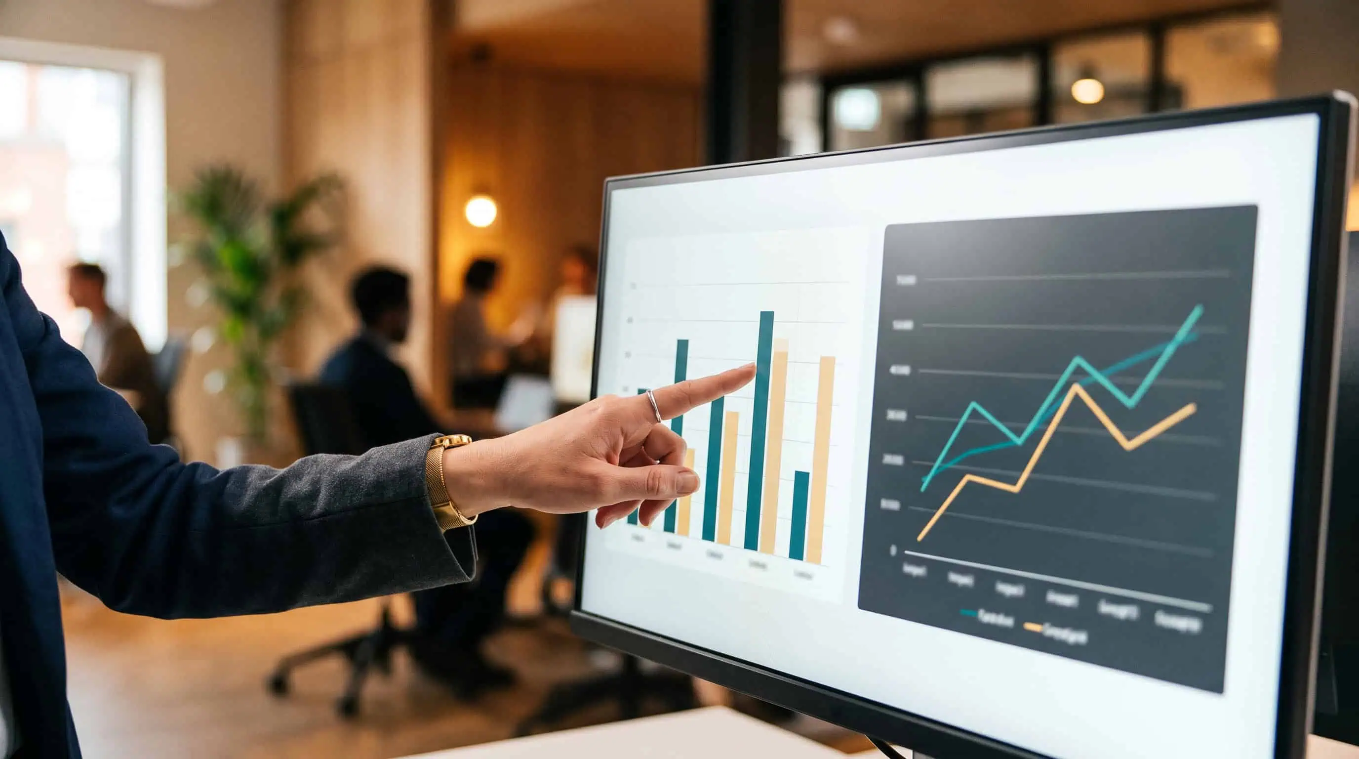 Comparación visual de dos herramientas de visualización de datos en una pantalla