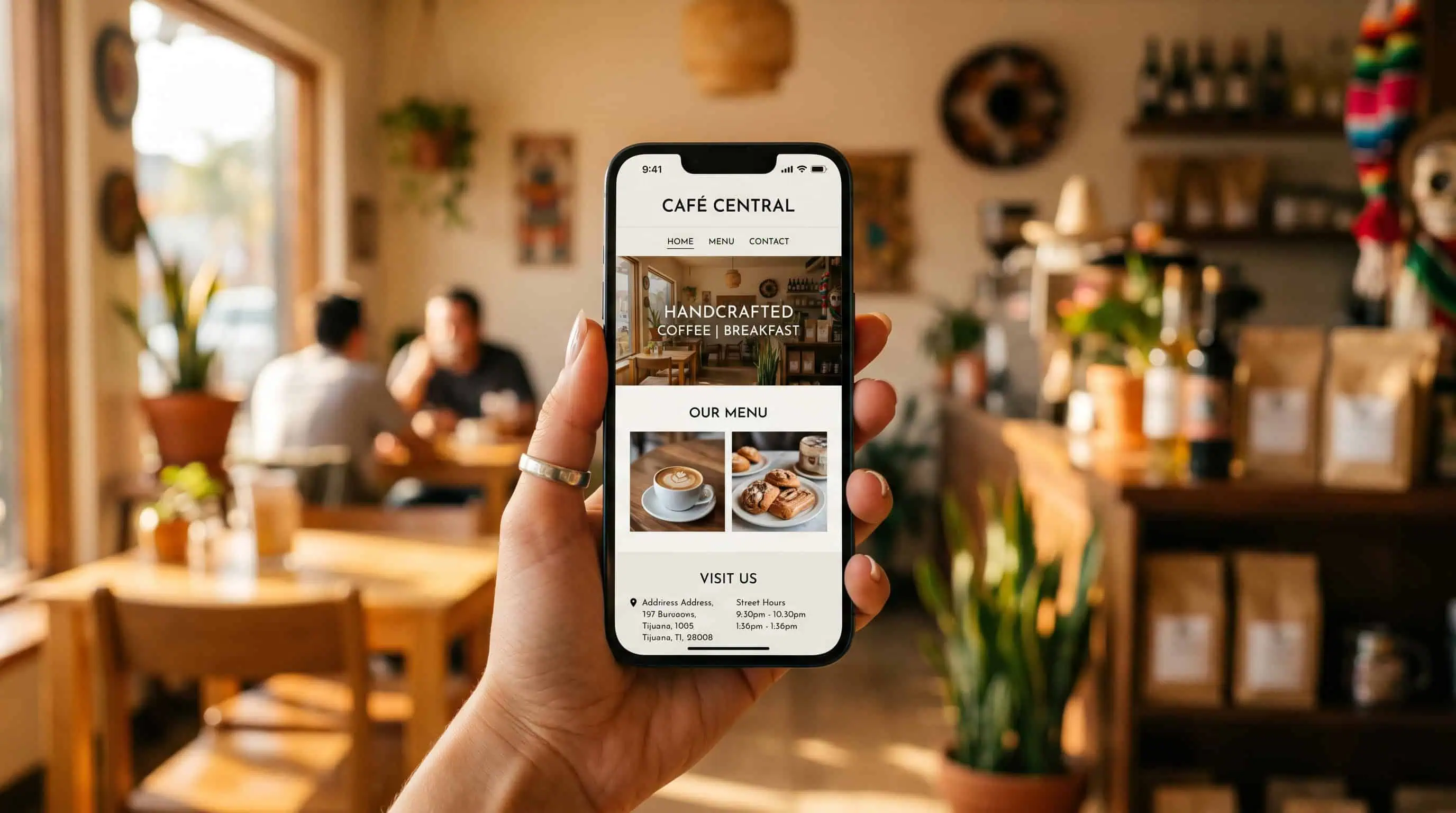 Sitio web responsivo de PyME cargando rápido en celular para clientes locales de Tijuana