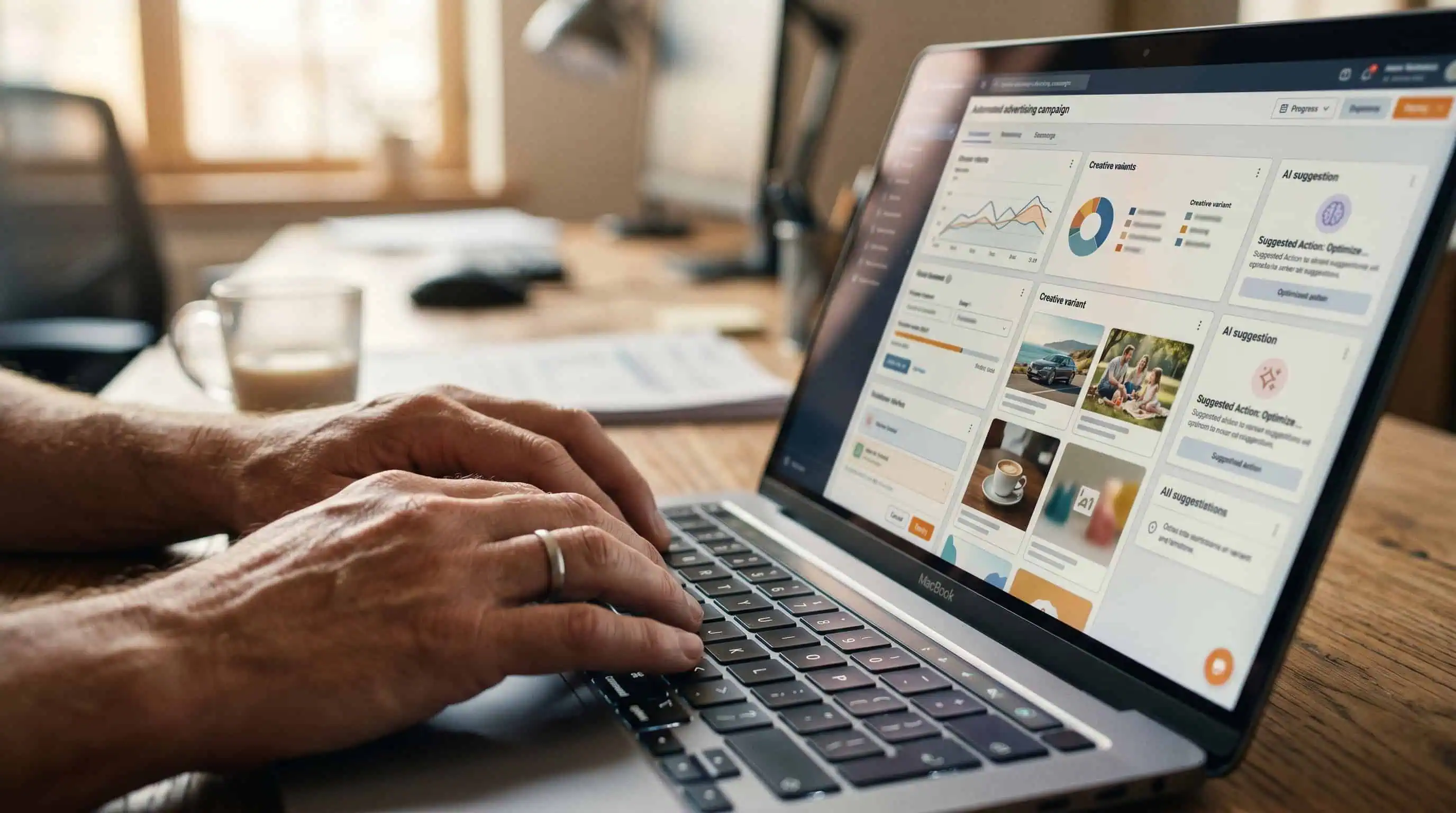 Inteligencia artificial optimizando pujas y creativos en una campaña PPC