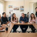 Capacitación de equipo inmobiliario en IA: sesión de entrenamiento con agentes mexicanos en oficina inmobiliaria de Tijuana