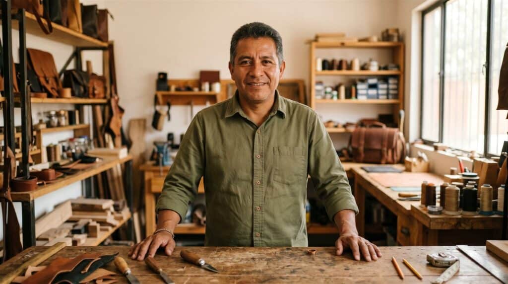 Artesano mexicano en su taller representando la esencia única de un negocio que la IA no reemplaza