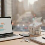 Agente inmobiliario en Tijuana usando prompts de IA en su computadora